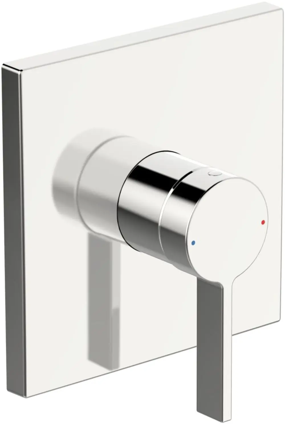 Einhebelmischer aus Chrom für Brausebatterie von HANSA, rechteckige Rosette, mit Bedienhebel zur Temperatur- und Durchflussregelung, wandmontiert.